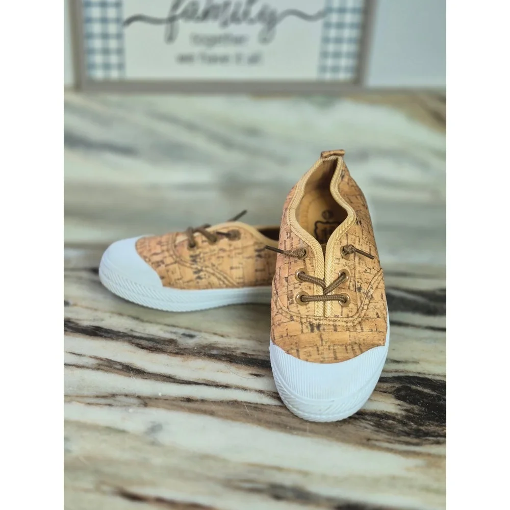 Pipperdoodles Kids‎ Cork Print Low Top Sneakers Tan White Size 13 Toddler Earthy
